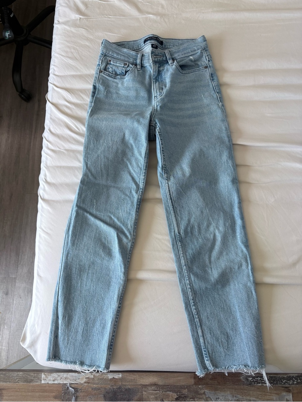 Calvin Klein Pale Blue Straight Leg Cropped Jeans